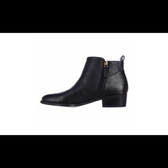 Franco Sarto Black Leather Double Zip Ankle Boots